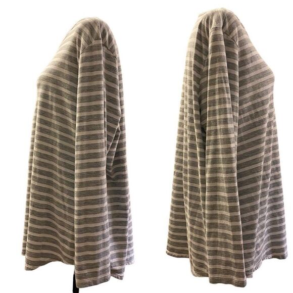 J. Jill Gray and White Striped Pure Jill Shirttail Long Sleeve Tee Sz 2X - Picture 3 of 13